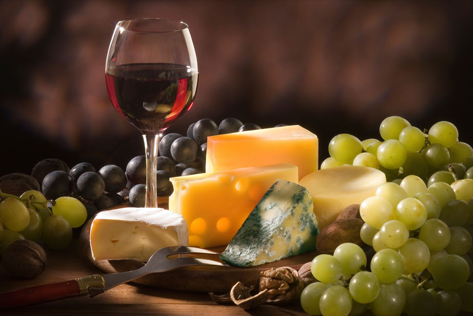 some typical italian cheese and wine